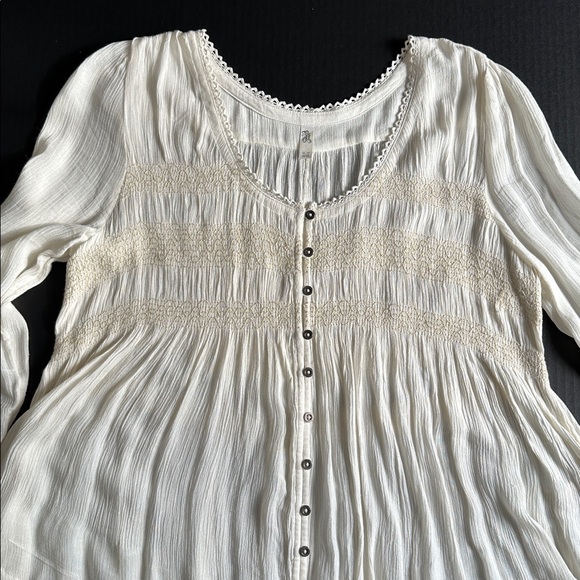 Free People Blue Bird Smocked Top - Picture 12 of 12